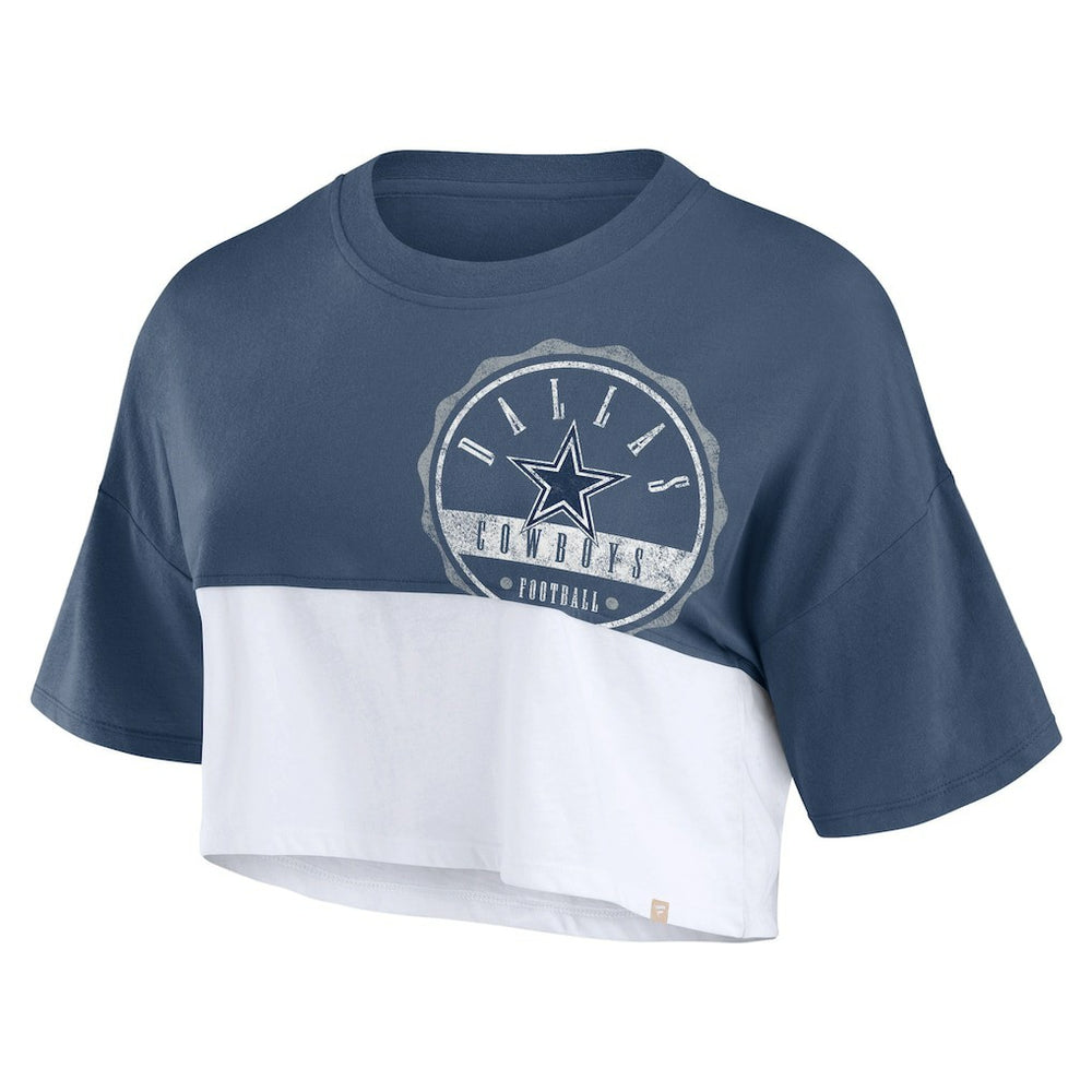 Dallas Cowboys Fanatics Women's Boxy Color Split Cropped T-Shirt