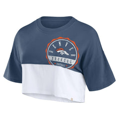 Denver Broncos Fanatics Women's Boxy Color Split Cropped T-Shirt