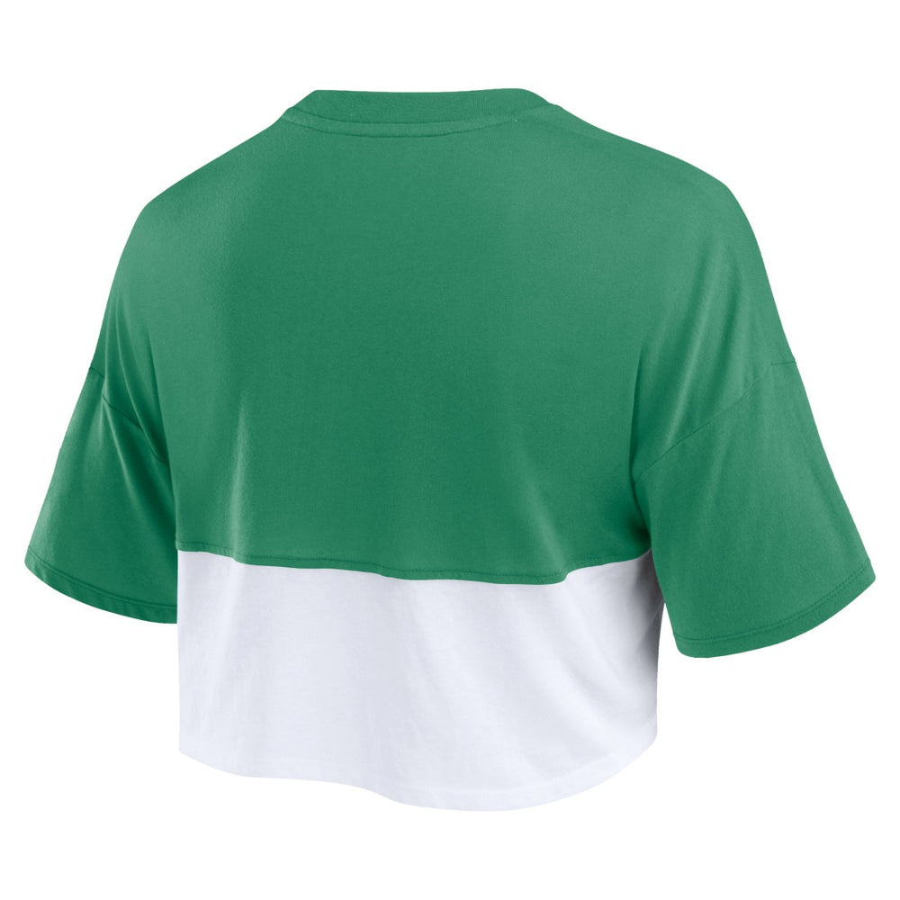 Green Bay Packers Fanatics Women's Boxy Color Split Cropped T-Shirt