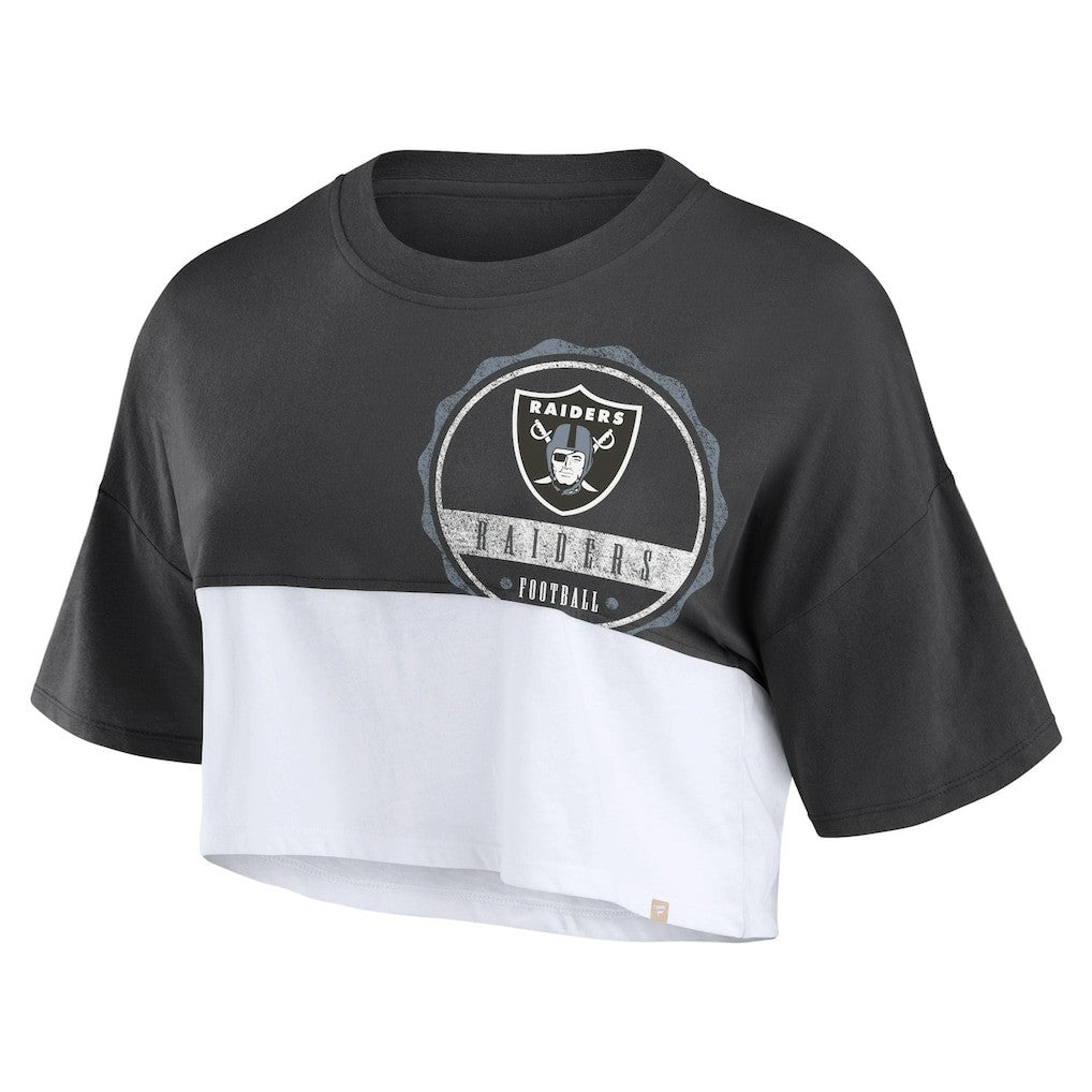 Las Vegas Raiders Fanatics Women's Boxy Color Split Cropped T-Shirt