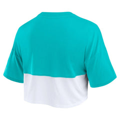 Miami Dolphins Fanatics Women's Boxy Color Split Cropped T-Shirt