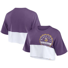 Minnesota Vikings Fanatics Women's Boxy Color Split Cropped T-Shirt