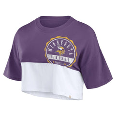 Minnesota Vikings Fanatics Women's Boxy Color Split Cropped T-Shirt