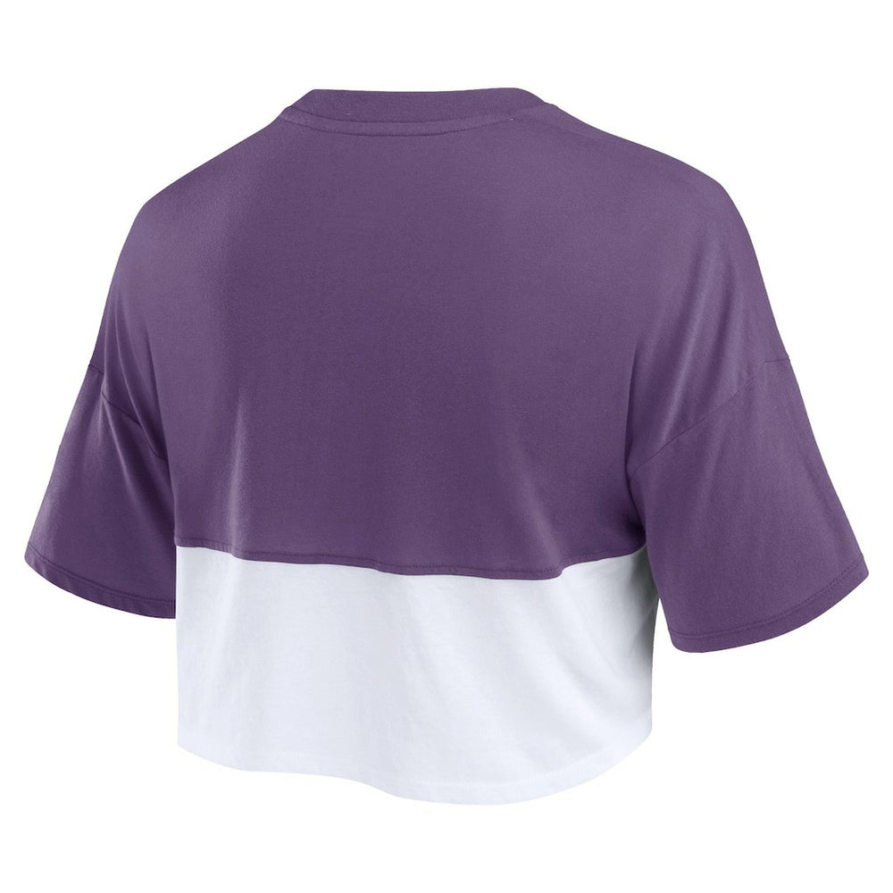 Minnesota Vikings Fanatics Women's Boxy Color Split Cropped T-Shirt