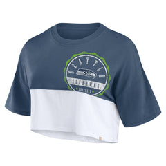 Seattle Seahawks Fanatics Women's Boxy Color Split Cropped T-Shirt