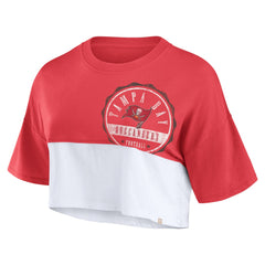 Tampa Bay Buccaneers Fanatics Women's Boxy Color Split Cropped T-Shirt