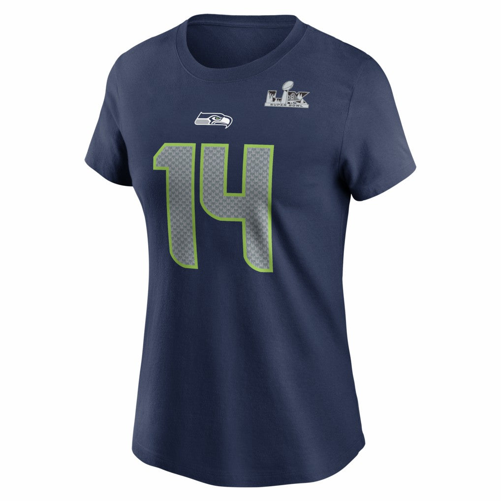 Seattle Seahawks Nike Sam Darnold  Women's Super Bowl LX Patch Name & Number T-Shirt