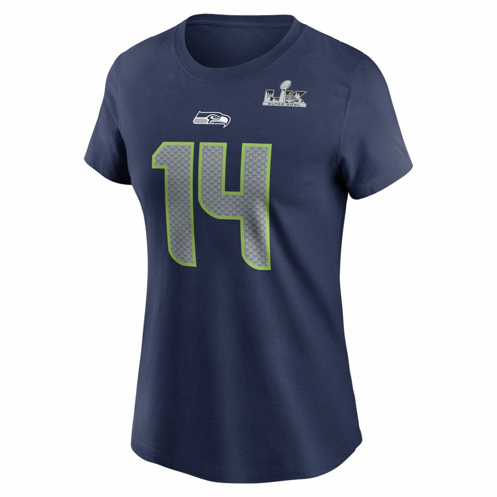Seattle Seahawks Nike Sam Darnold  Women's Super Bowl LX Patch Name & Number T-Shirt