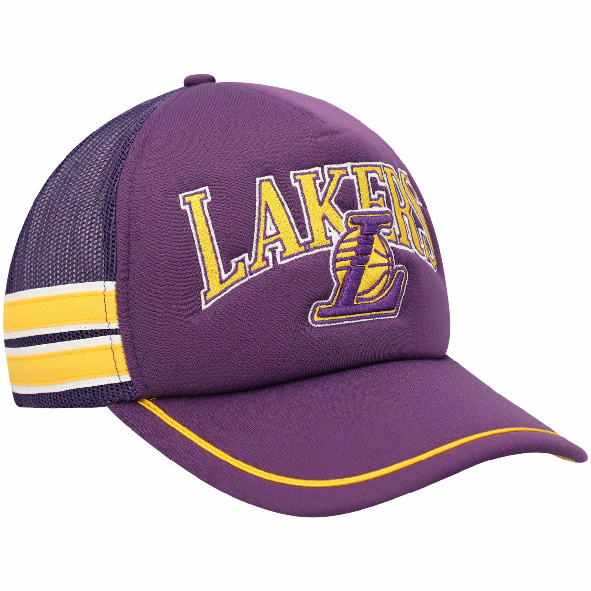 Los Angeles Lakers '47 Sidebrand Stripes Trucker Adjustable Hat On Sale