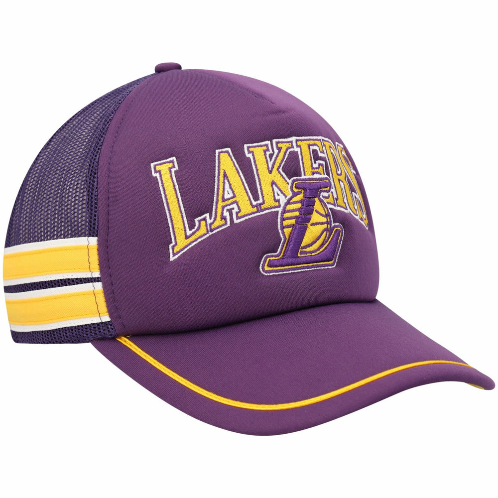 Los Angeles Lakers '47 Sidebrand Stripes Trucker Adjustable Hat On Sale