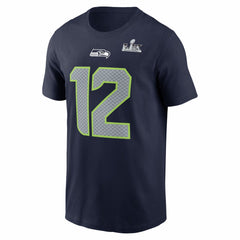 Seattle Seahawks Nike 12s  Super Bowl LX Patch Name & Number T-Shirt
