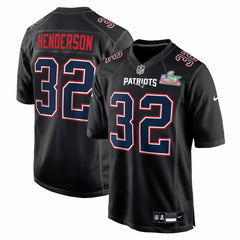 New England Patriots Nike TreVeyon Henderson  Super Bowl LX Patch Carbon Fashion Game Jersey