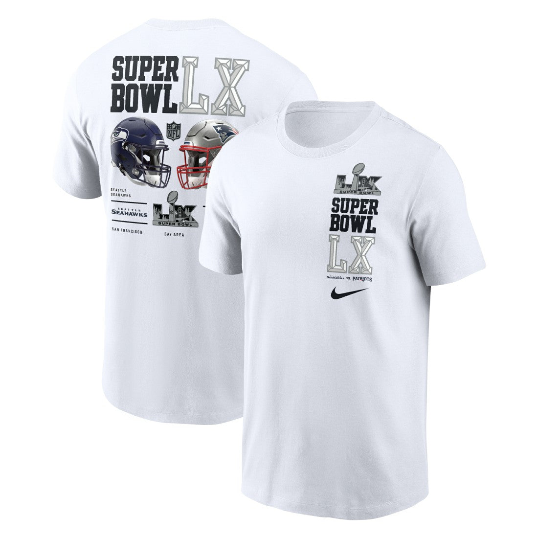 New England Patriots Nike vs. Seattle Seahawks Super Bowl LX Dueling T-Shirt