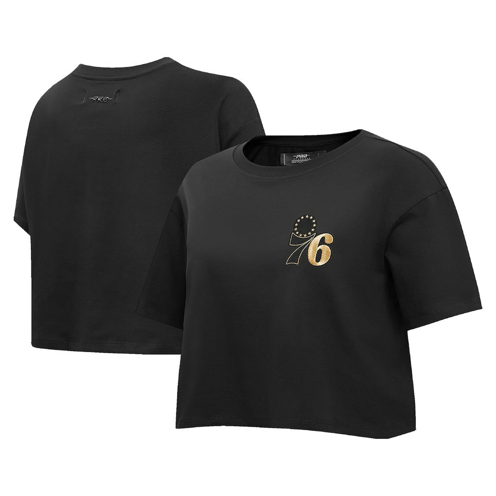 Philadelphia 76ers Pro Standard Women's Holiday Glam Boxy T-Shirt New