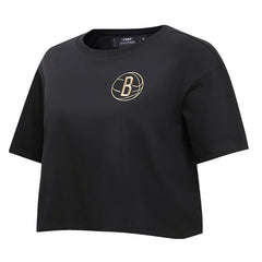 Brooklyn Nets Pro Standard Women's Holiday Glam Boxy T-Shirt Online