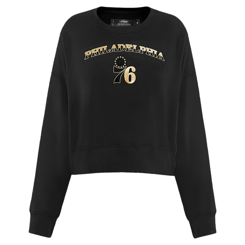 Philadelphia 76ers Pro Standard Women's Glam Cropped Pullover Sweatshirt - Black for sale For Sale