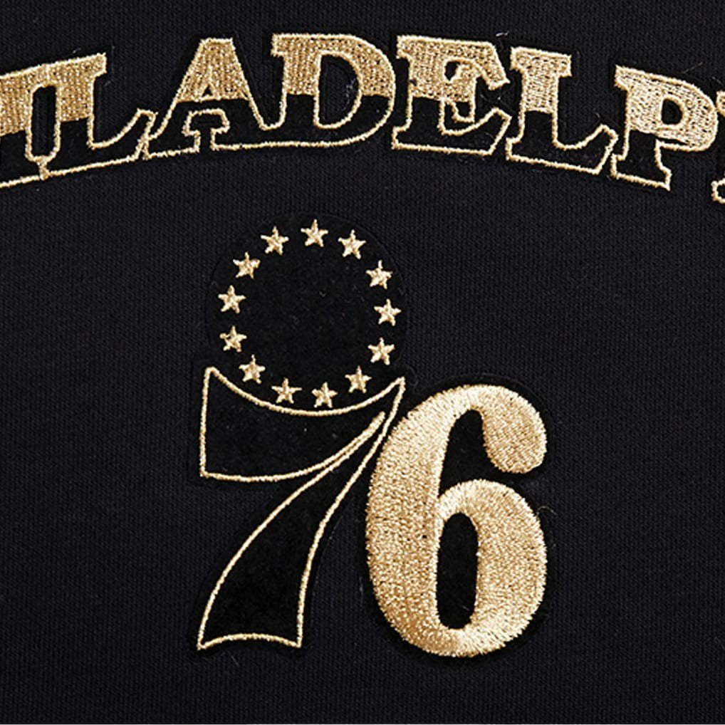 Philadelphia 76ers Pro Standard Women's Glam Cropped Pullover Sweatshirt - Black for sale For Sale
