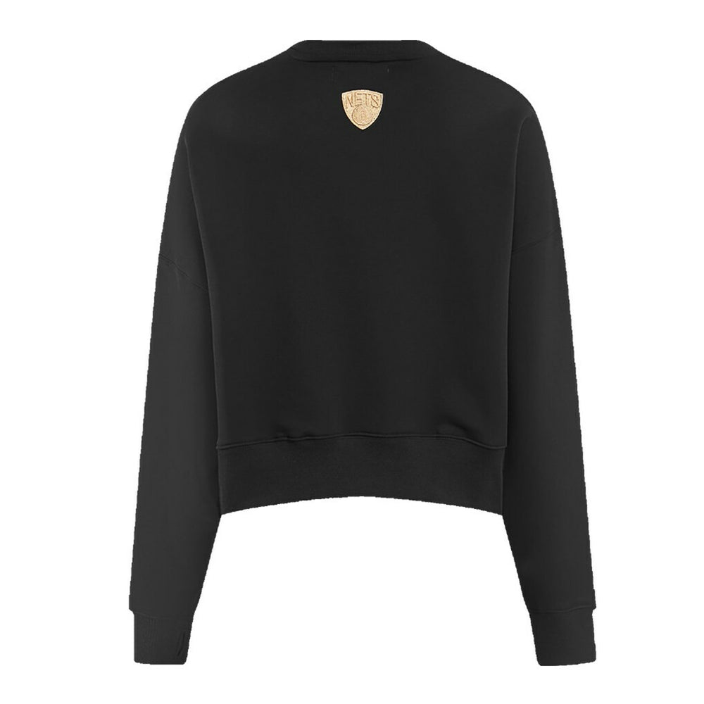 Brooklyn Nets Pro Standard Women's Glam Cropped Pullover Sweatshirt - Black shop For Sale