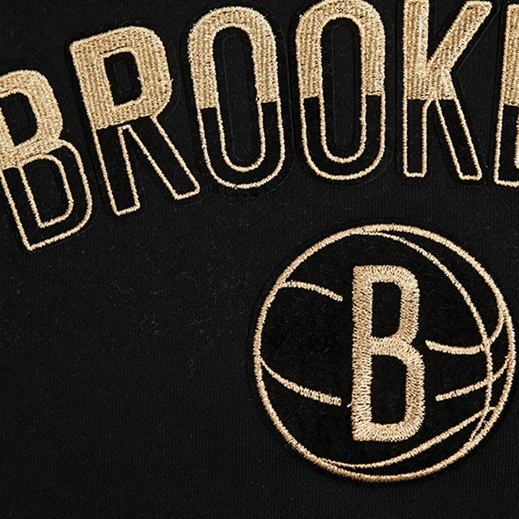 Brooklyn Nets Pro Standard Women's Glam Cropped Pullover Sweatshirt - Black shop For Sale
