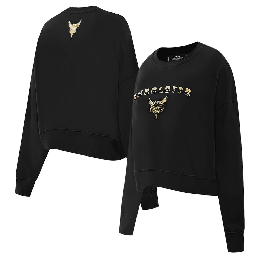 Charlotte Hornets Pro Standard Women's Glam Cropped Pullover Sweatshirt - Black online On Sale