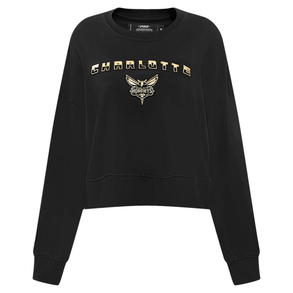 Charlotte Hornets Pro Standard Women's Glam Cropped Pullover Sweatshirt - Black online On Sale