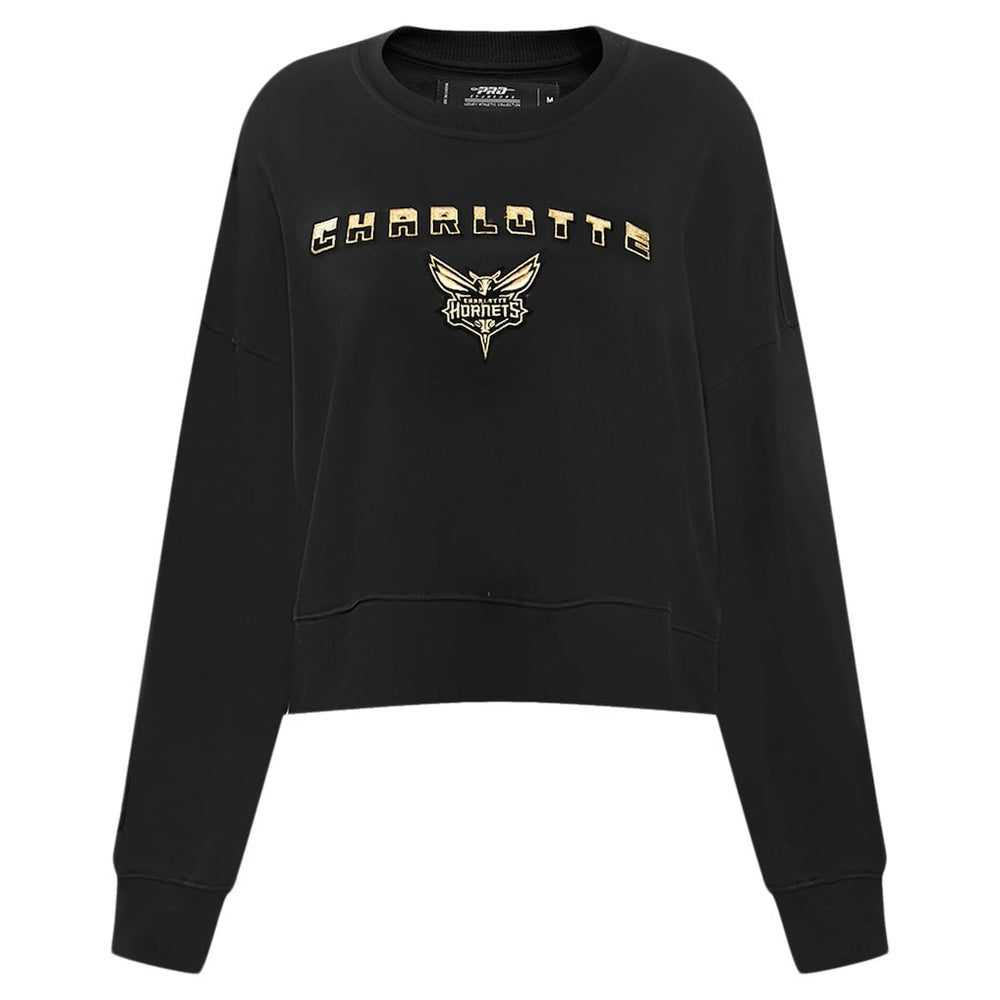 Charlotte Hornets Pro Standard Women's Glam Cropped Pullover Sweatshirt - Black online On Sale