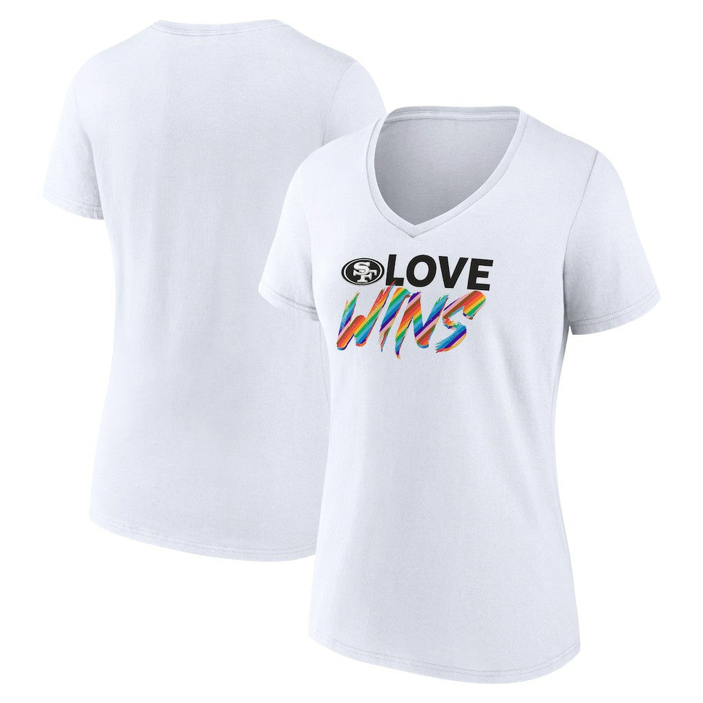 San Francisco 49ers Fanatics Women's Love Wins V-Neck T-Shirt