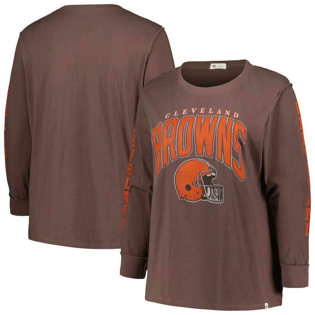 Cleveland Browns 47 brand '47 Women's Plus Size Honey Cat SOA Long Sleeve T-Shirt