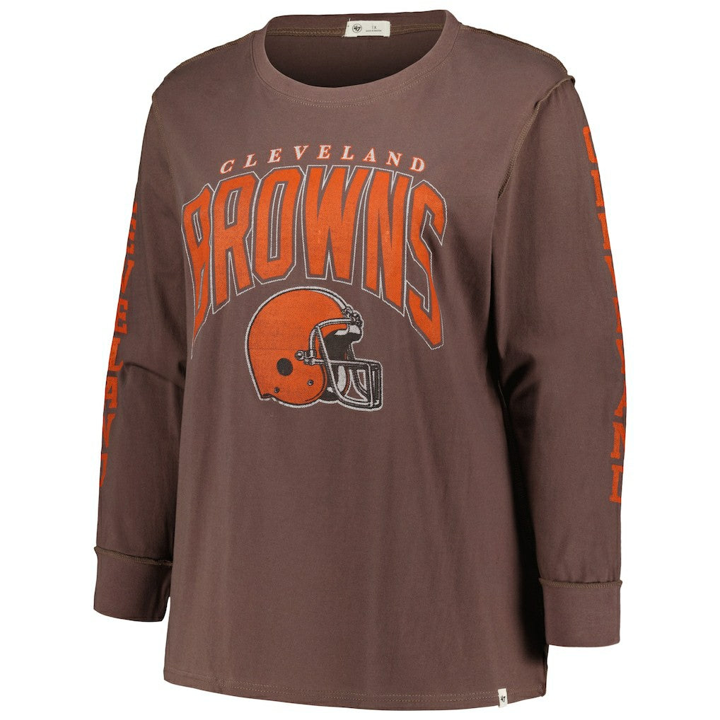 Cleveland Browns 47 brand '47 Women's Plus Size Honey Cat SOA Long Sleeve T-Shirt