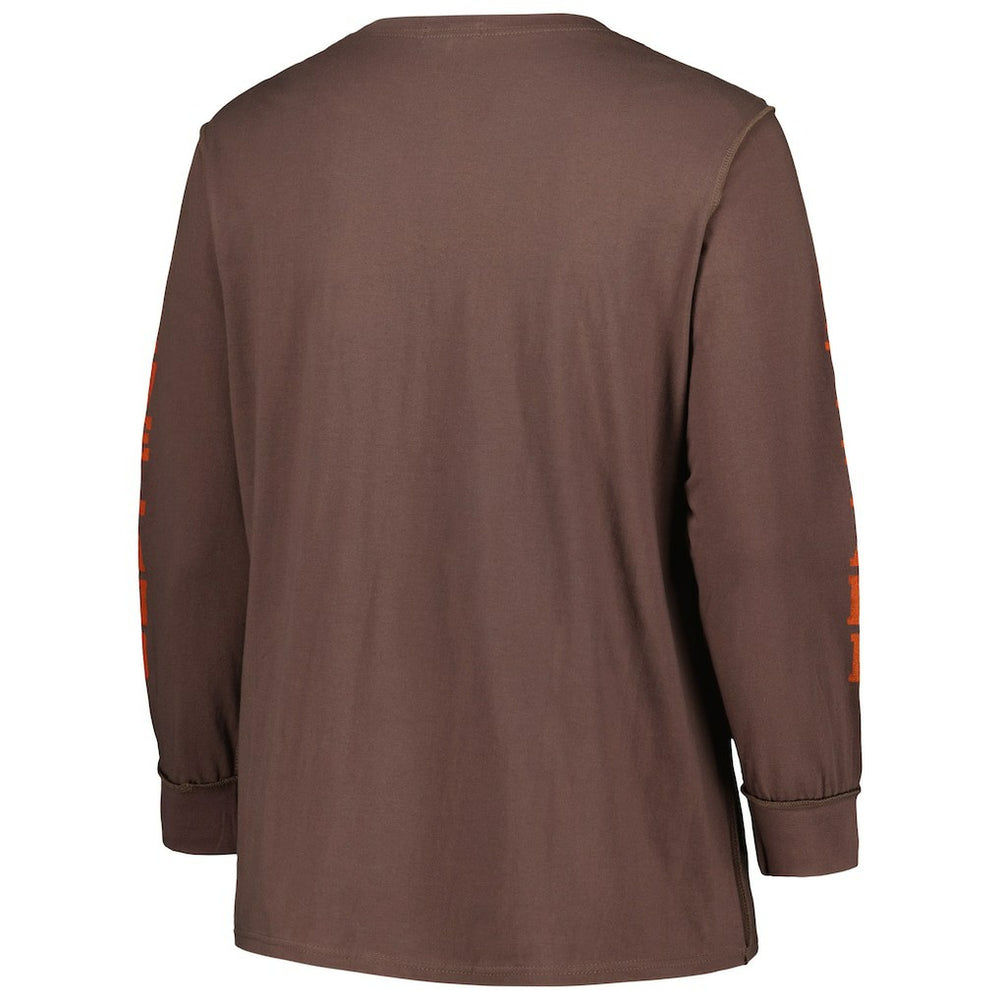 Cleveland Browns 47 brand '47 Women's Plus Size Honey Cat SOA Long Sleeve T-Shirt