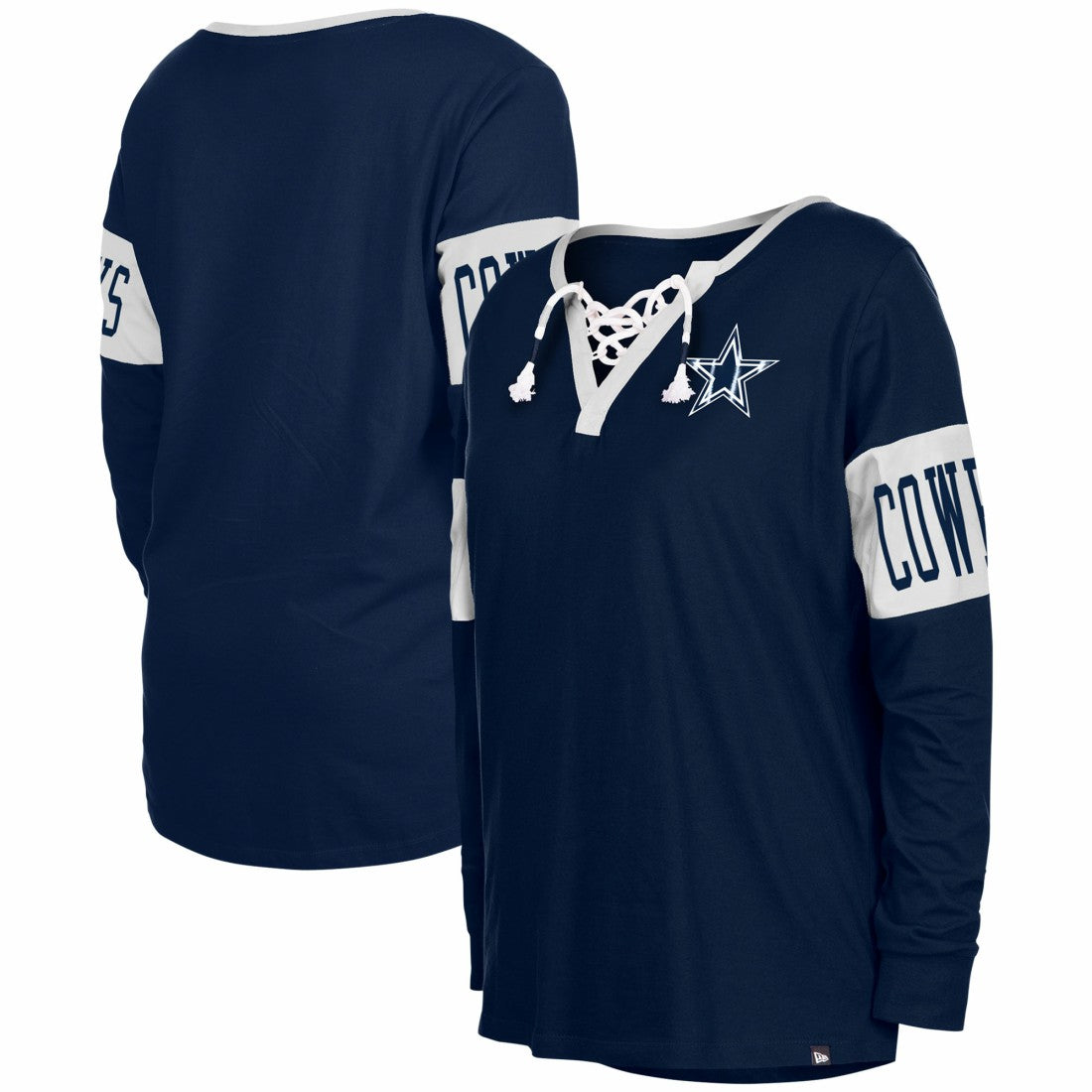 Dallas Cowboys New Era Women's Lace-Up Notch Neck Long Sleeve T-Shirt