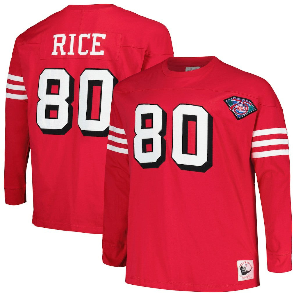 San Francisco 49ers Mitchell & Ness Jerry Rice  Big & Tall Cut & Sew Player Name & Number Long Sleeve T-Shirt