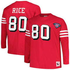 San Francisco 49ers Mitchell & Ness Jerry Rice  Big & Tall Cut & Sew Player Name & Number Long Sleeve T-Shirt