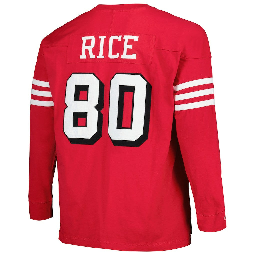 San Francisco 49ers Mitchell & Ness Jerry Rice  Big & Tall Cut & Sew Player Name & Number Long Sleeve T-Shirt