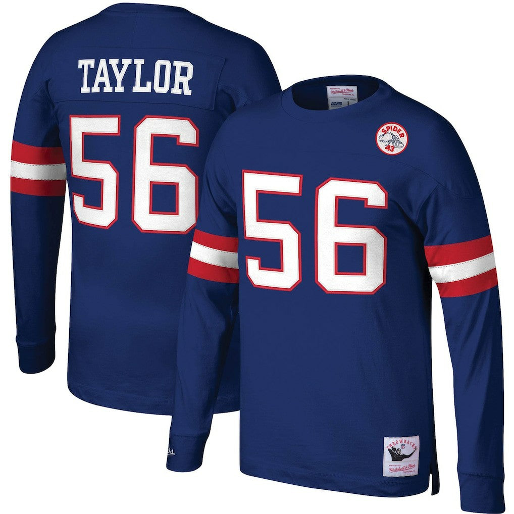 New York Giants Mitchell & Ness Lawrence Taylor  Big & Tall Cut & Sew Player Name & Number Long Sleeve T-Shirt