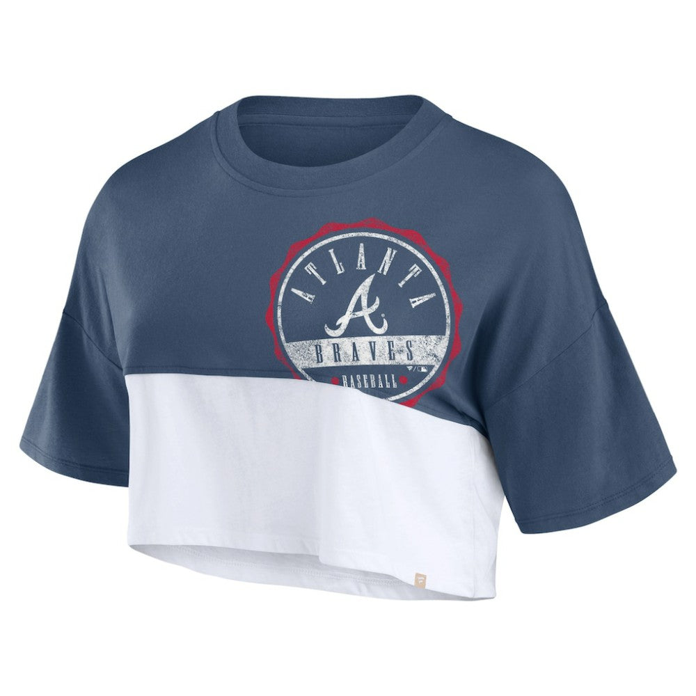 Atlanta Braves Fanatics Women's Color Split Boxy Cropped T-Shirt | MLB Outlet