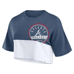 Atlanta Braves Fanatics Women's Color Split Boxy Cropped T-Shirt | MLB Outlet