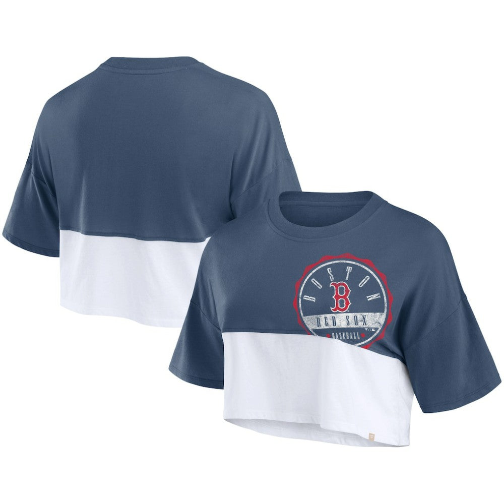 Boston Red Sox Fanatics Women's Color Split Boxy Cropped T-Shirt | MLB Near me