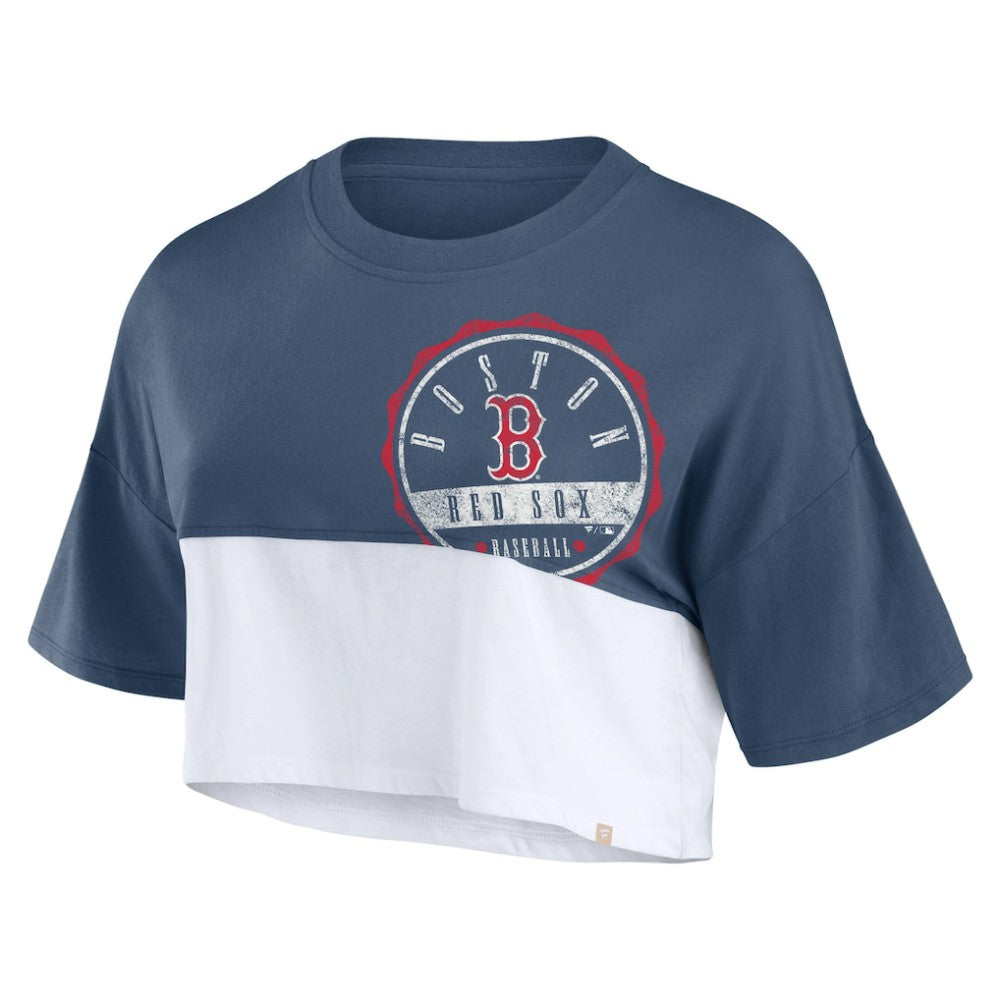 Boston Red Sox Fanatics Women's Color Split Boxy Cropped T-Shirt | MLB Near me