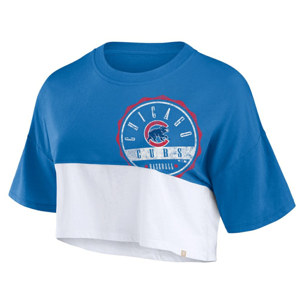 Chicago Cubs Fanatics Women's Color Split Boxy Cropped T-Shirt | MLB Online