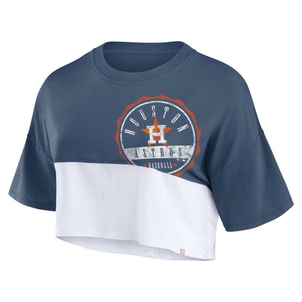 Houston Astros Fanatics Women's Color Split Boxy Cropped T-Shirt | MLB For sale