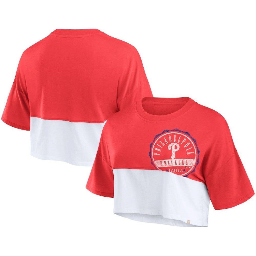 Philadelphia Phillies Fanatics Women's Color Split Boxy Cropped T-Shirt | MLB Discount