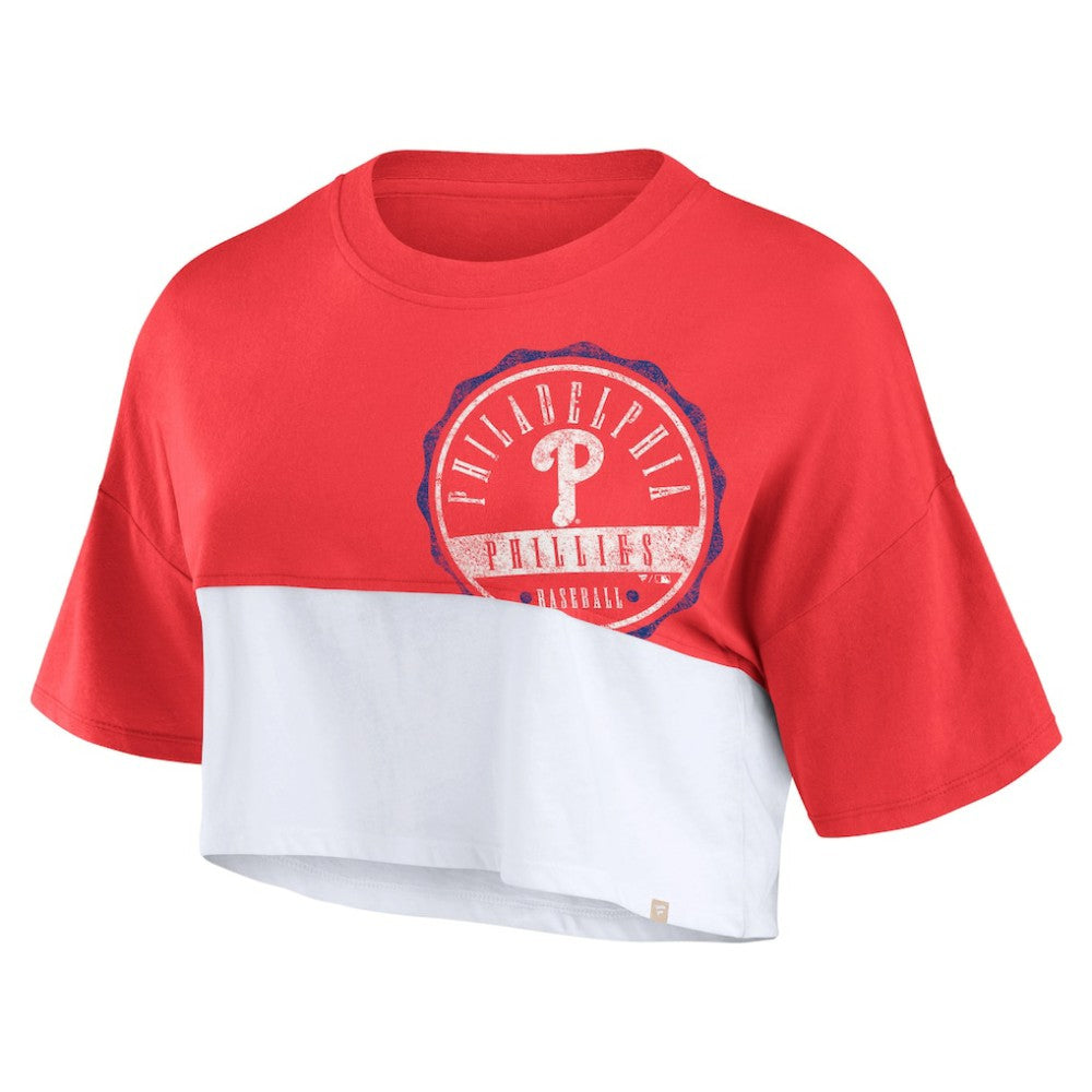 Philadelphia Phillies Fanatics Women's Color Split Boxy Cropped T-Shirt | MLB Discount