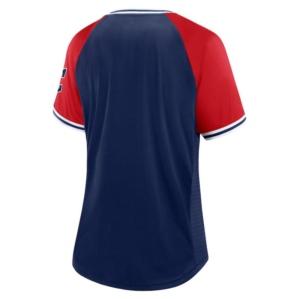 Cleveland Guardians Fanatics Women's Glitz & Glam League Diva Raglan V-Neck T-Shirt | MLB New