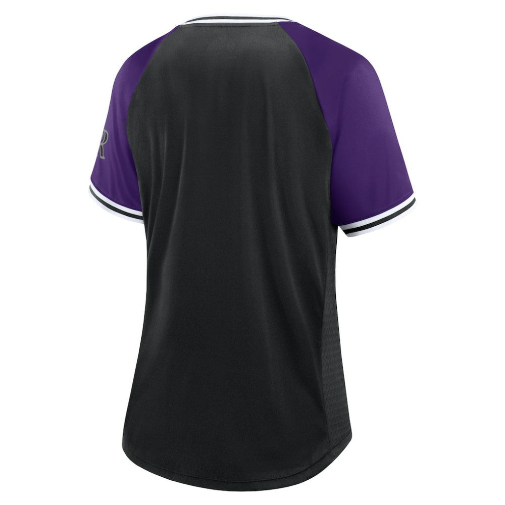Colorado Rockies Fanatics Women's Glitz & Glam League Diva Raglan V-Neck T-Shirt | MLB Near me