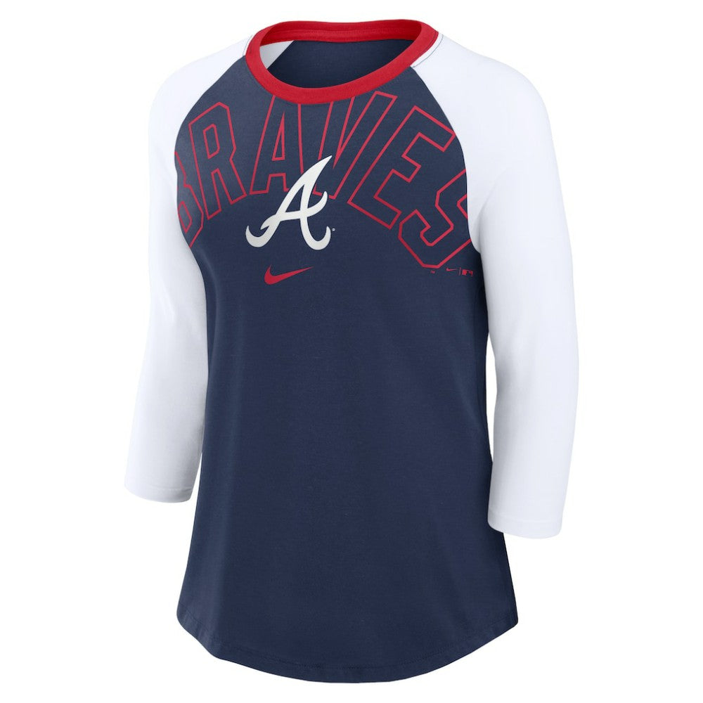 Atlanta Braves Nike Women's Knockout Arch 3/4-Sleeve Raglan Tri-Blend T-Shirt | MLB Near me