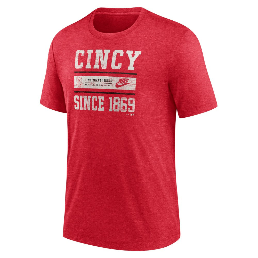 Cincinnati Reds Nike Cooperstown Collection Local Stack Tri-Blend T-Shirt | MLB Outlet