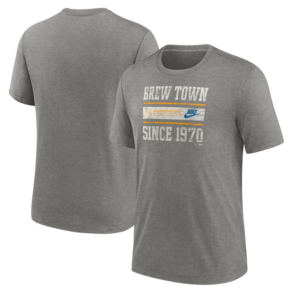 Milwaukee Brewers Nike Cooperstown Collection Local Stack Tri-Blend T-Shirt | MLB US