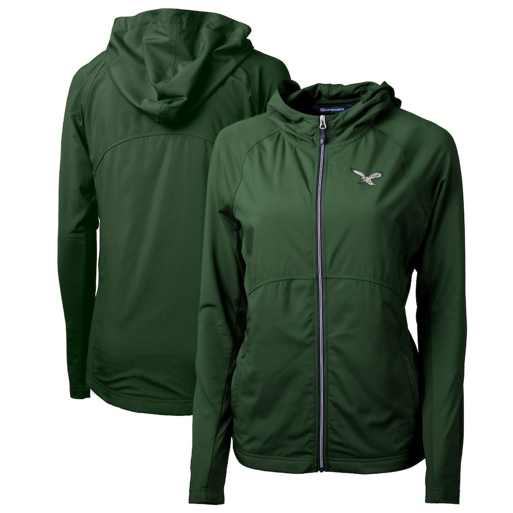Philadelphia Eagles  Cutter & Buck Women's Gridiron Classics Logo Adapt Eco Knit Hybrid Recycled Full-Zip Hoodie