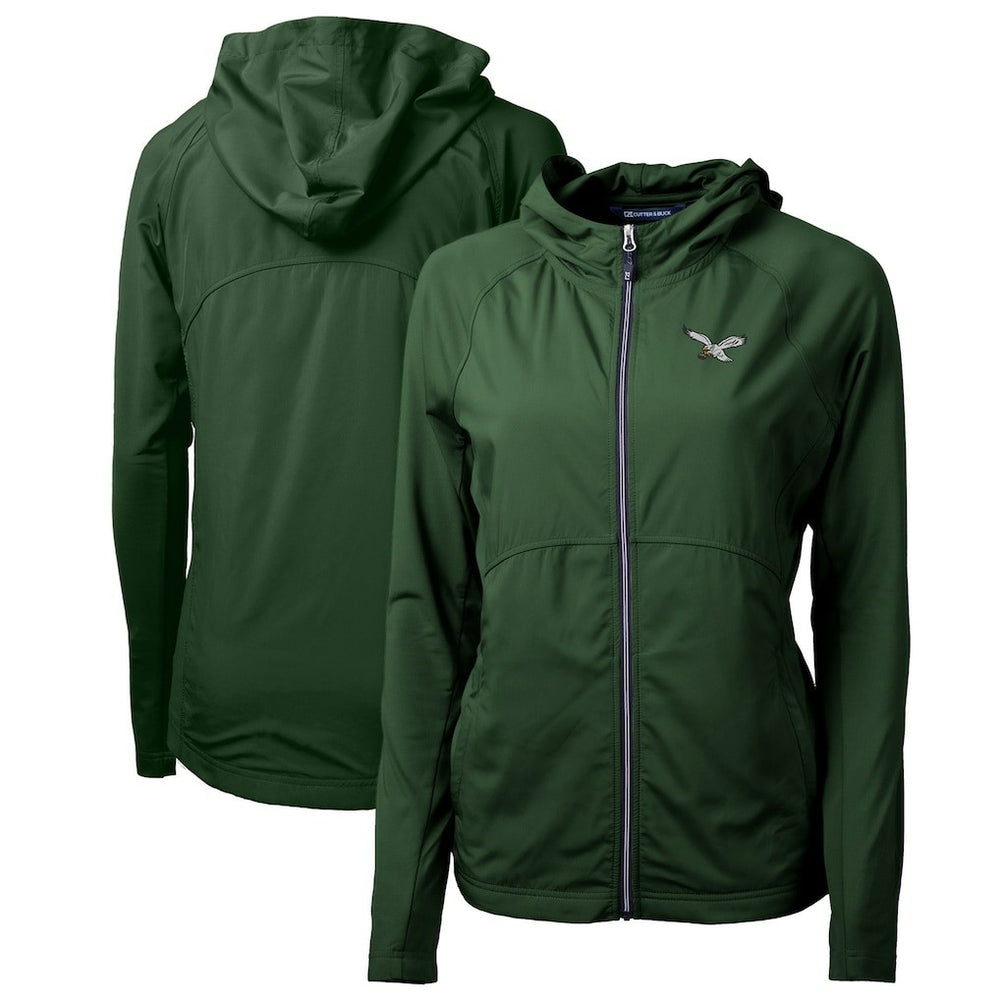 Philadelphia Eagles  Cutter & Buck Women's Gridiron Classics Logo Adapt Eco Knit Hybrid Recycled Full-Zip Hoodie
